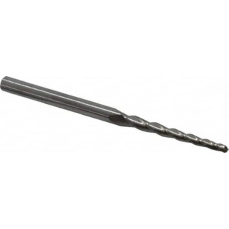 Accupro 1.5 per Side 3/32 Small End Diam 1-1/4 LOC 3-Flute Solid Carbide Tapered Ball End Mill Uncoated, 3/16 Shank D...
